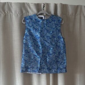 CALVIN KLEIN 205W39NYC RAF SIMONS blue floral jacquard sleeveless top